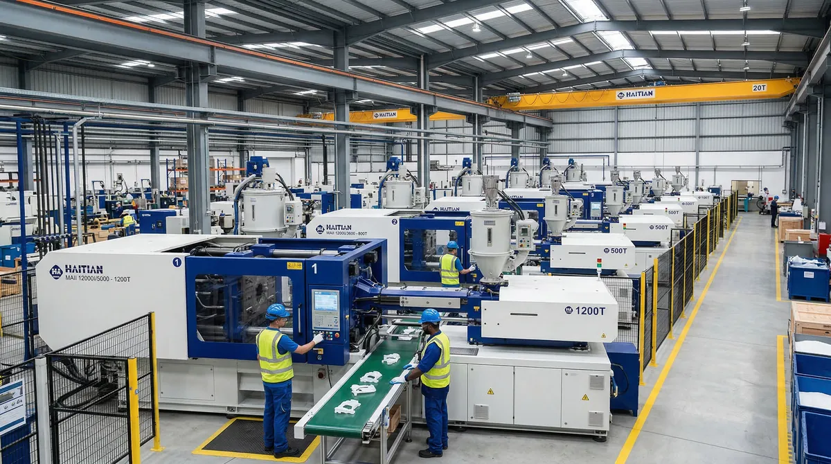 Haitian injection molding machines on a production floor