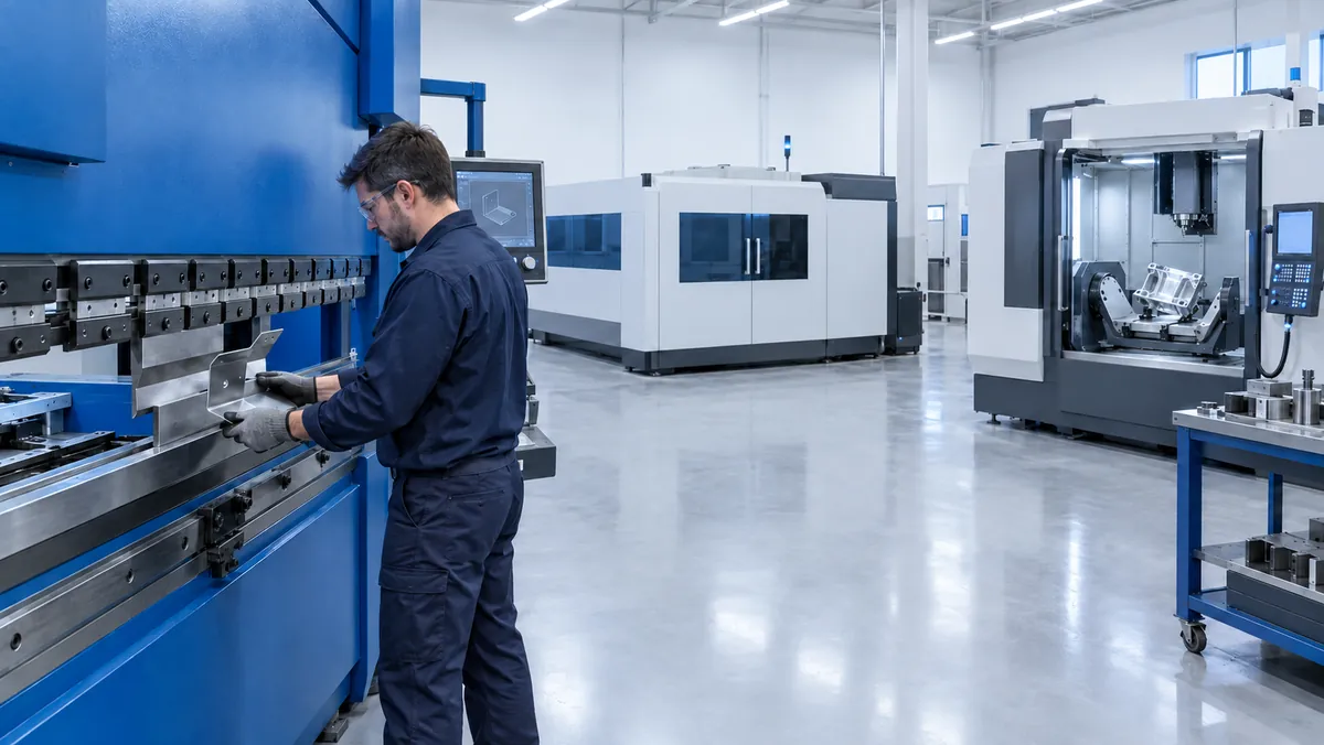 Amada press brake and CNC equipment in a metal fabrication shop