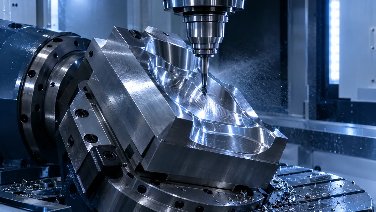 Five-axis high-speed milling of a hardened steel mold cavity